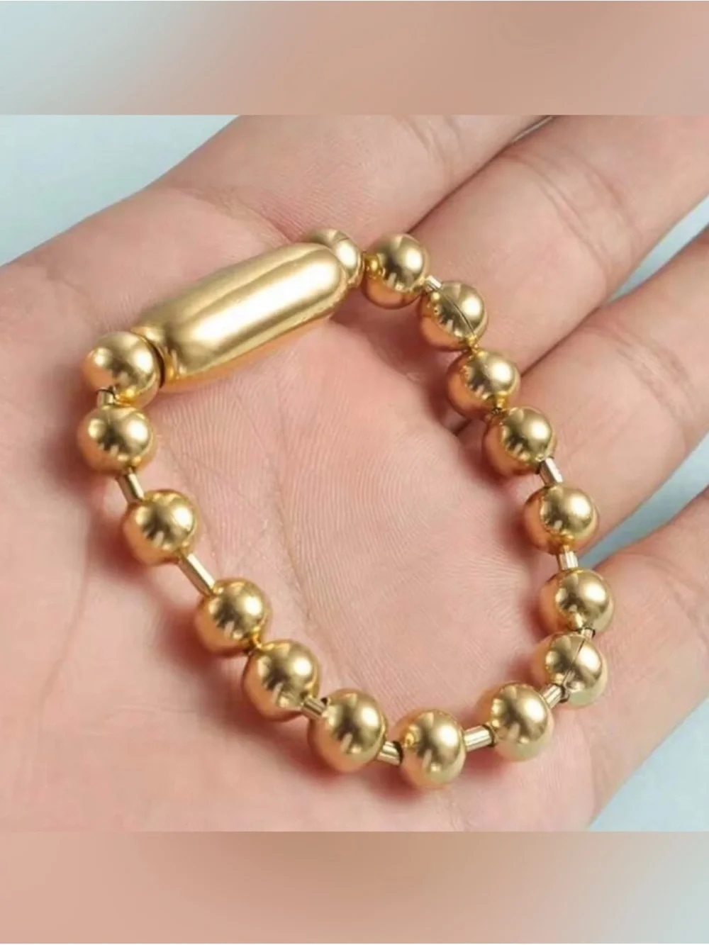 Gold Plated Stainless Steel 8mm Bead Bracelet